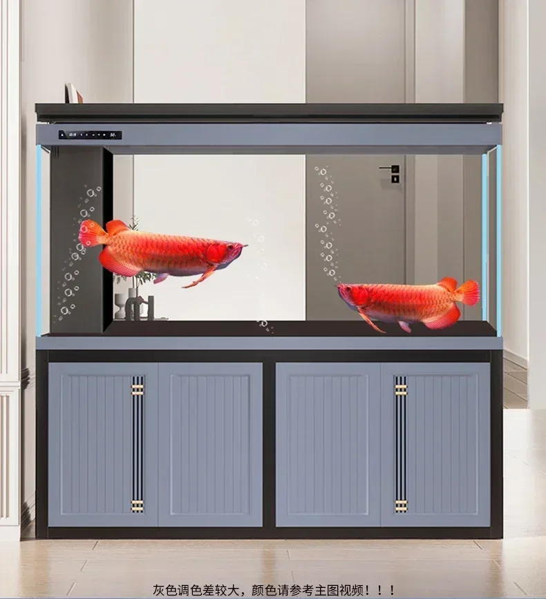 Arowana tank living room large floor-to-ceiling aquarium ultra-white glass bottom filter ecological water-free  HY