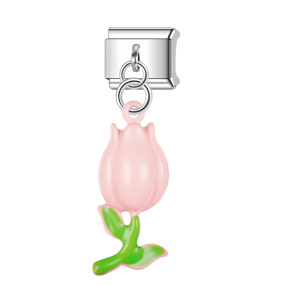 Trusta Cute White pink yellow Flower love Charm for italian bracelet Removable 1pc Accessories Pendant DIY Making Wholesale N823