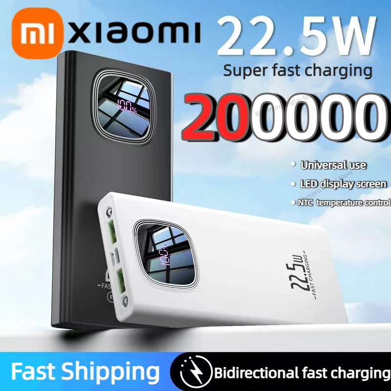 XIAOMI 200000mAh Power Bank 120W Fast Charging Large Capacity LED Digital Display Portable External Battery For Iphone Samsung