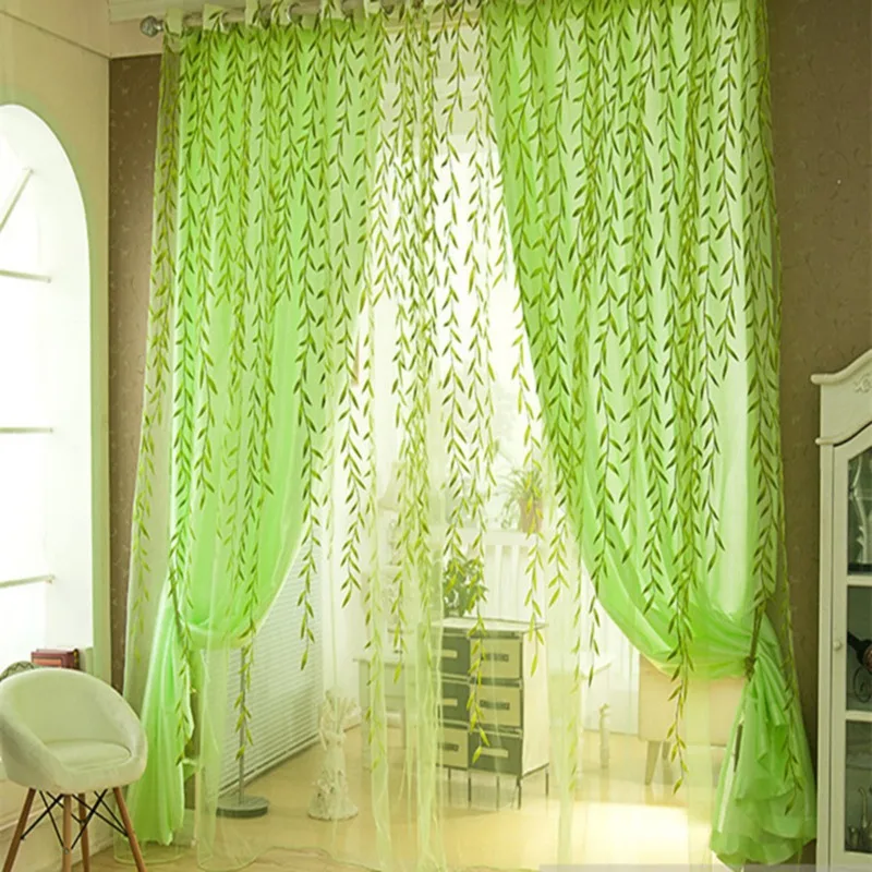 1Pc Upscale Jacquard Fashion Solid Sheer Window Curtains For Living Room Bedroom Window Screening Panel Tulle Curtains