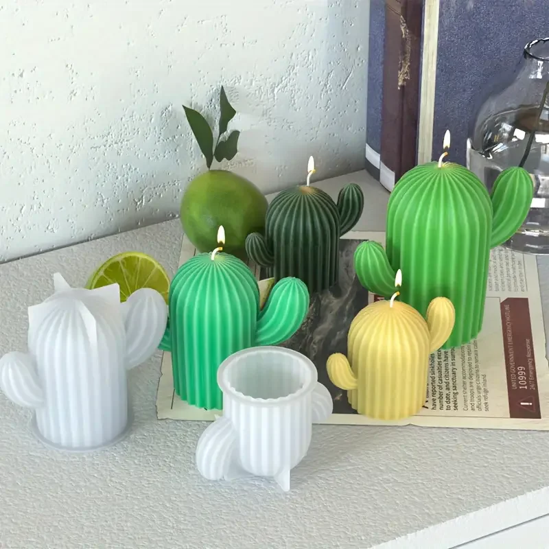 

3Pcs Silicone Cactus Candle Mold DIY Wax Crafting Scented Plant Ornament Soap Plaster Molds Home Decor Candle-Making Supplies