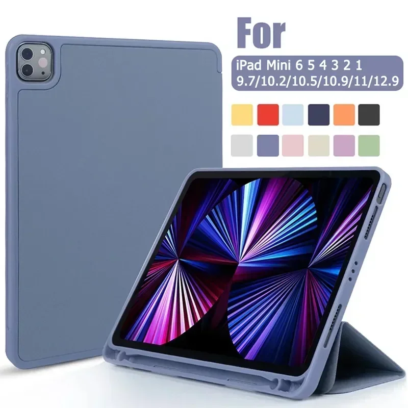 

Case For iPad Mini 6 Air 5 4 3 2 Smart Cover With Pencil Holder For iPad 10.2 7/8/9/10th Generation Pro 11 2022 Case Accessories