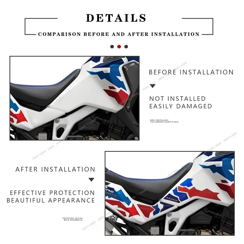 Resin Bike Adesivi 3D Per Honda Africa Twin Adventure Sports 2024 - Protezione Parafango E Parasteli Antigraffio, Made In Italy