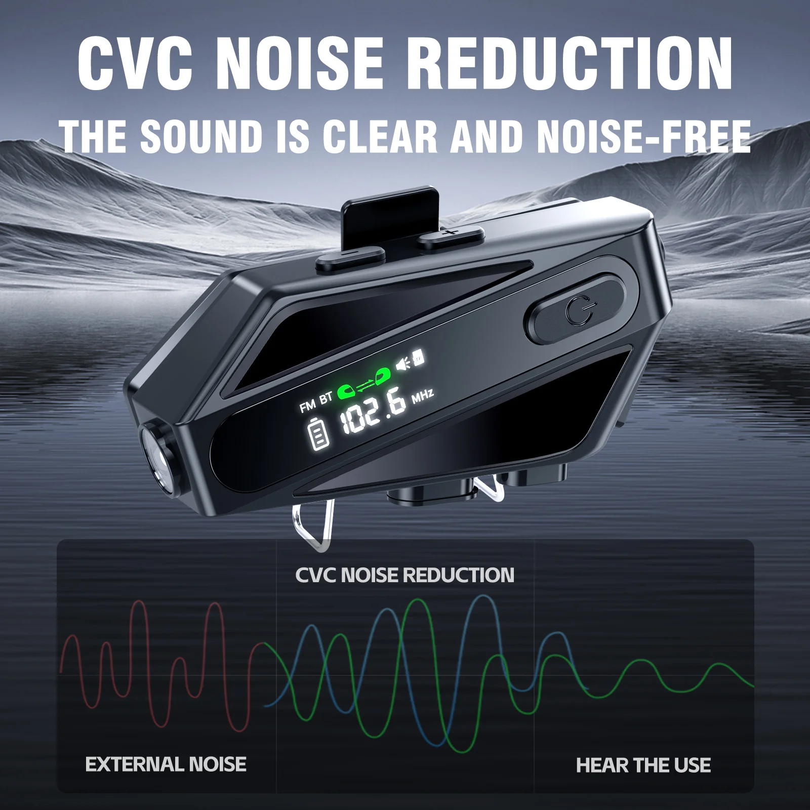 Picture 3: New C6 Motorcycle Helmet Bluetooth Intercom Headset IPX6 Waterproof Noise Reduction FM Radio Voice Assistant Wireless Headphones