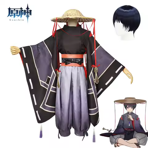 Game Scaramouche Cosplay Genshin Impact Five Kasen Cosplay Scaramouche Cosplay Costume Wig Anime Game Halloween Party Outfits