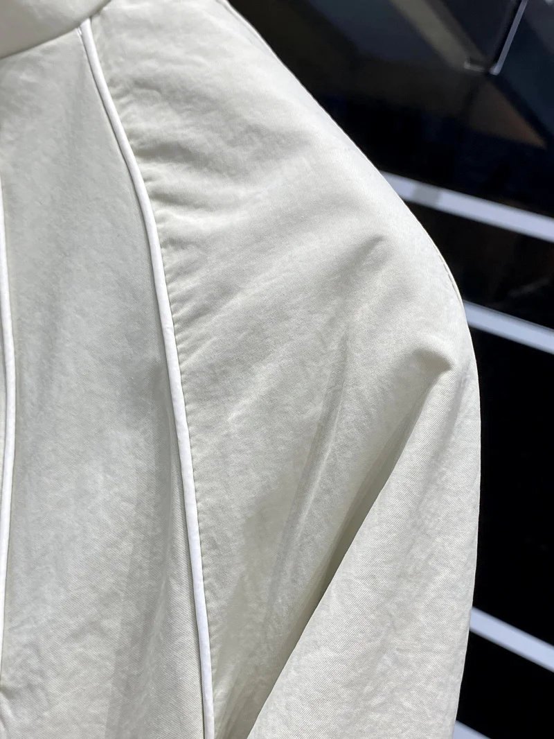 야외용 기능성 레트로 텍스처 스탠드 칼라 재킷 청소년 패션 스탠드 핏 롱 슬리브 방풍 폴리에스터 섬유