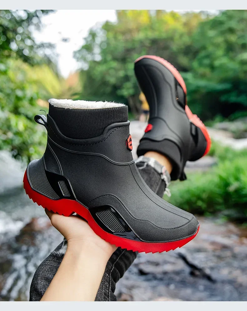Unisex Kurze Regenstiefel Rutschfest Verstärktes PVC-Material Runde Zehenkappe Knöchelhoch Paarstiefel für Frühling und Sommer Wasserschuhe – Detail 15