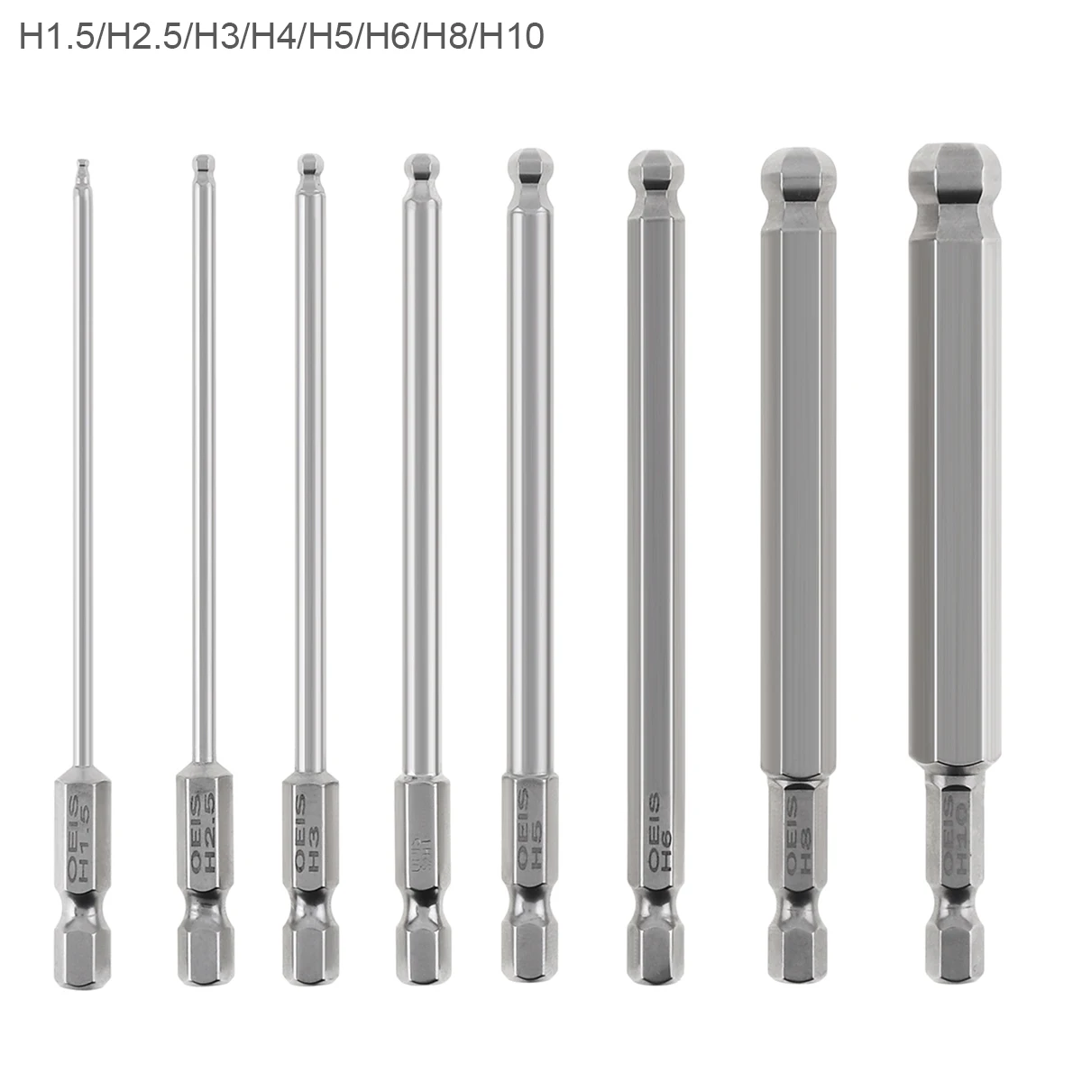 

8Pcs/Set Ball End Hex Screwdriver Bits Set Metric Allen Hex Bit 100mm Long Non-magnetic Ball Head Driver Bits