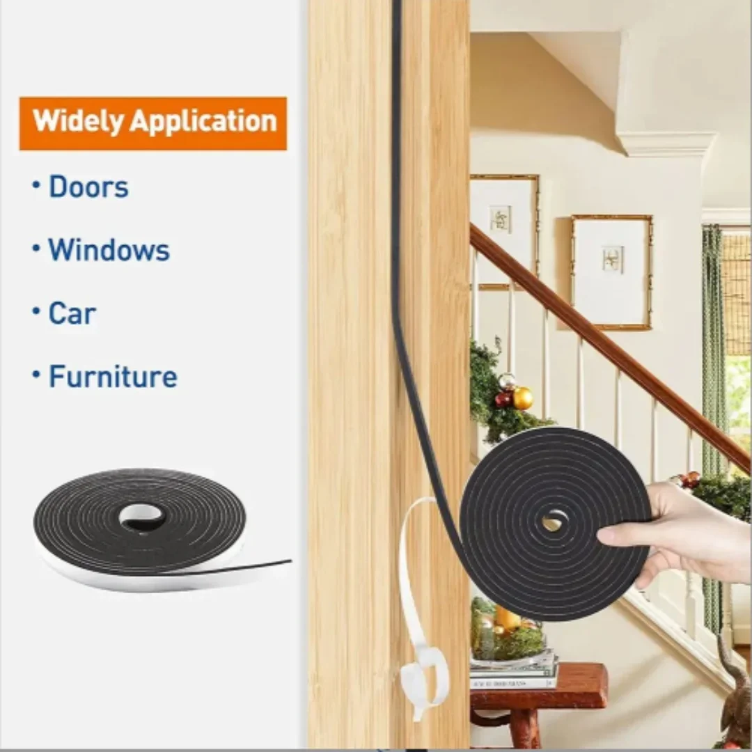 Strisce sigillanti per finestre in schiuma da 4 m Antivento Porta insonorizzata Guarnizione meteorologica Nastro autoadesivo antipolvere Striscia sigillante per giunture porta