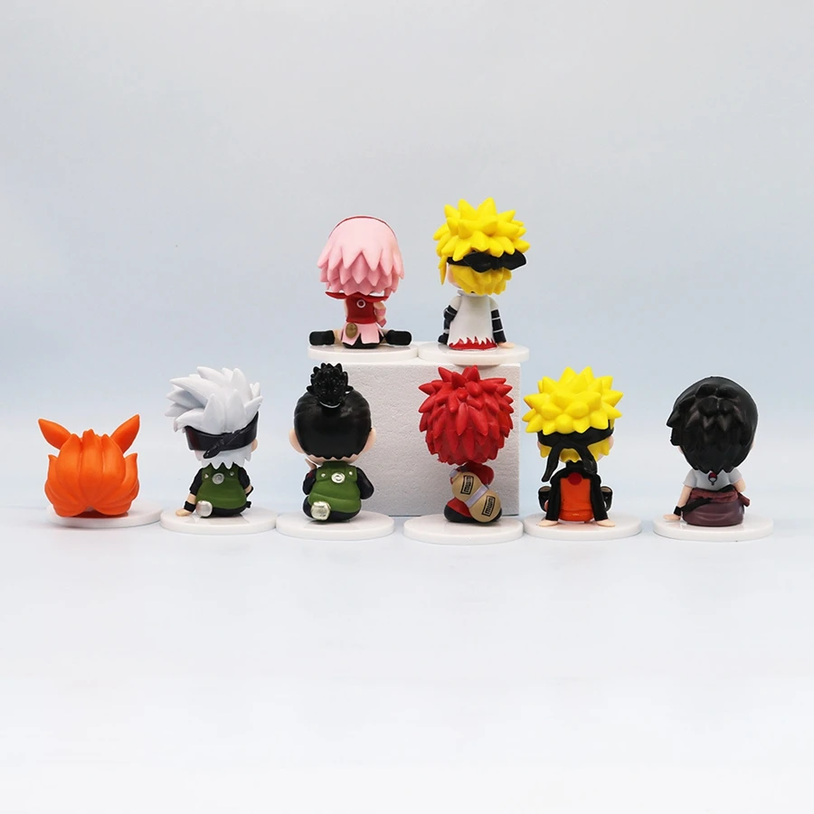 8PCS Naruto Anime Figure Q Version Uchiha Sasuke/Naruto Action Figure Namikaze Minato/Gaara Figurine Collection Model Doll Toys