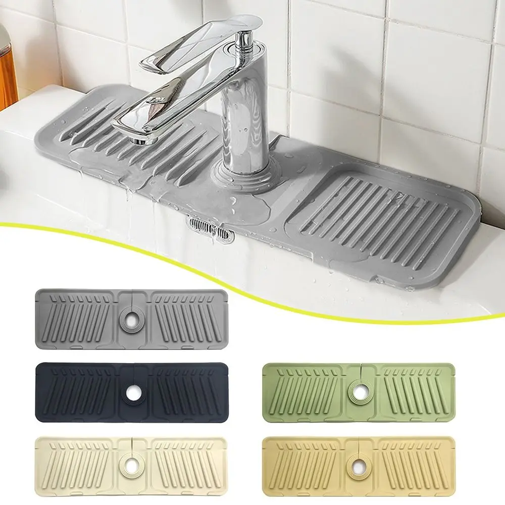 

New Anti-slip Faucet Drain Pad Heightened Slope Silicone Sink Splash Mat Thicken Anti-splash Countertop Protection Mats Kitchen