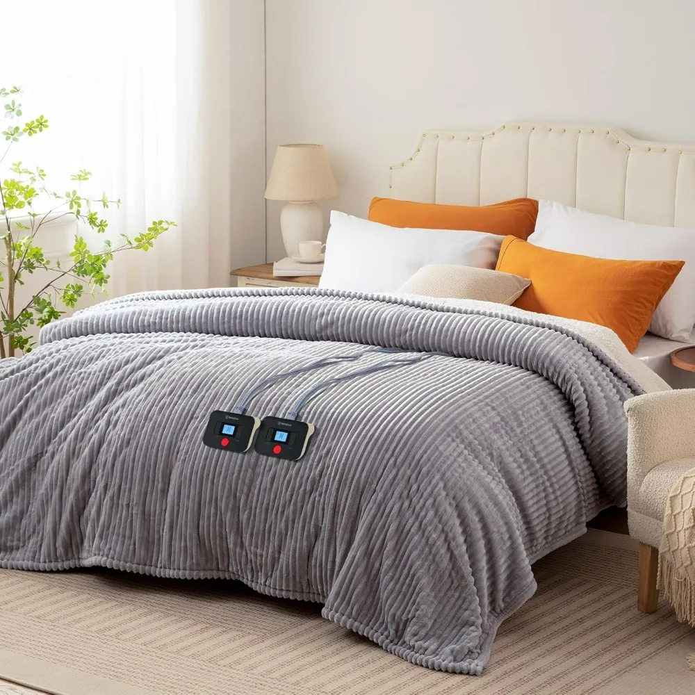 

Electric Blanket Queen Size Soft Flannel Heated Blanket with Dual Control 10 Heating Settings & 1-12 Hours Auto Shut Off,