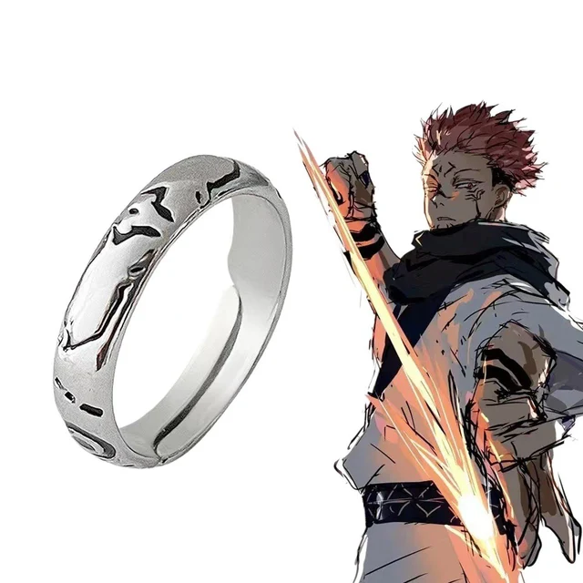 Anime Jujutsu Kaisen Ryomen Sukuna Itadori Yuji pierścień Cosplay metalowe otwarcie regulowane pierścionki unisex biżuteria Prop akcesoria prezent