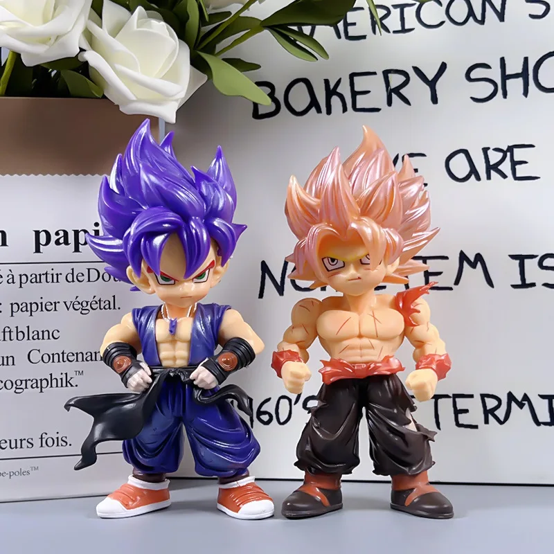 Dragon ball anime figuras q-versão super saiyan infância goku dos desenhos animados boneca modelo estatuetas decoração do carro crianças brinquedos fãs presente