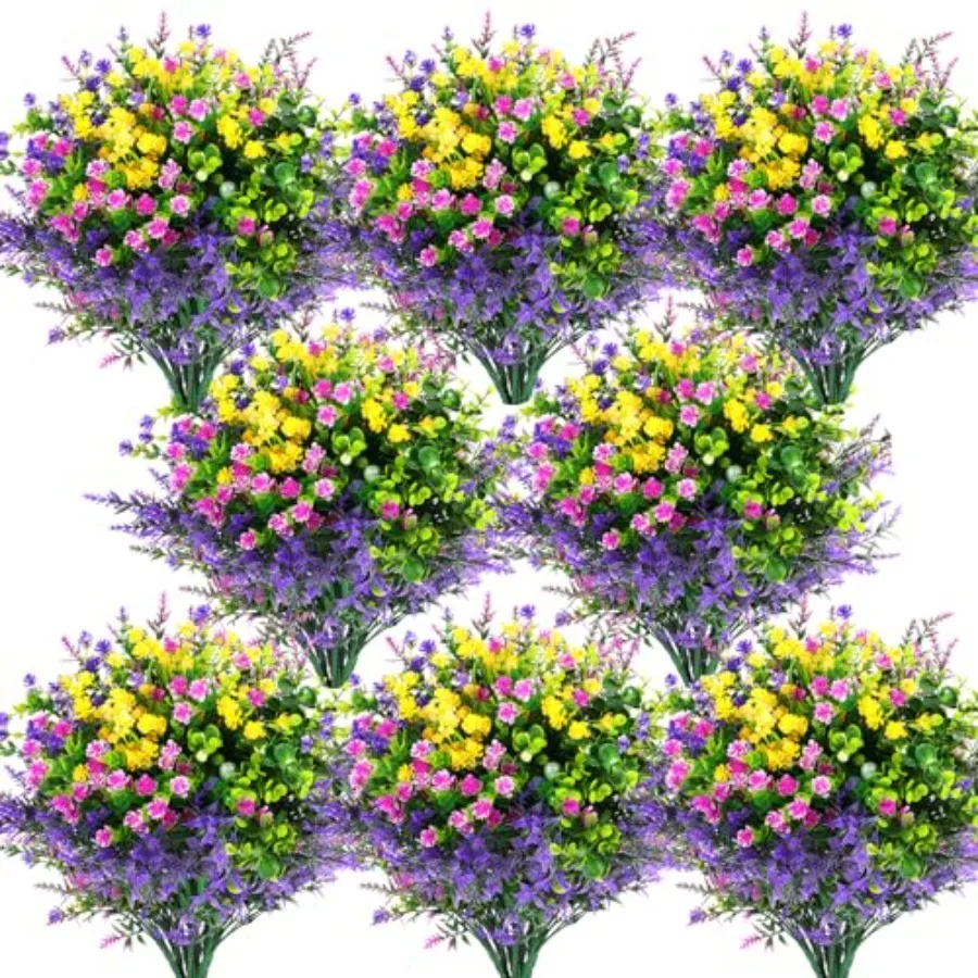 

48 шт. искусственных цветов для улицы, устойчивые к УФ-излучению, пластиковые цветы оптом для подвесных кашпо, веранды, окна, дома