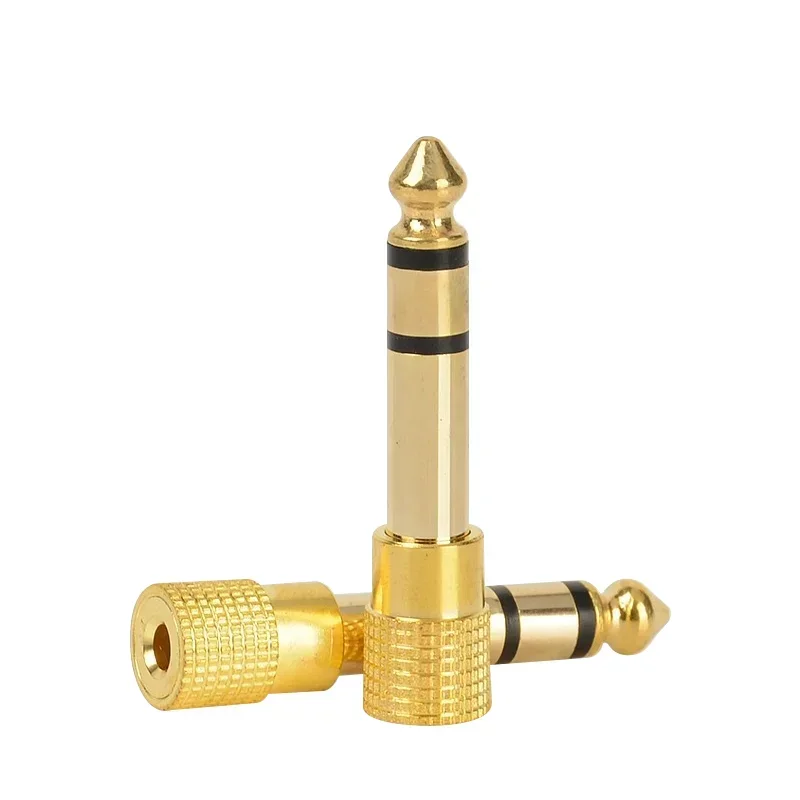4pcs Golden 6.5 Stereo Connector 6.35mm Male To 3.5mm Female Jack Audio Connectors for Headphone Microphone Power Amplifier