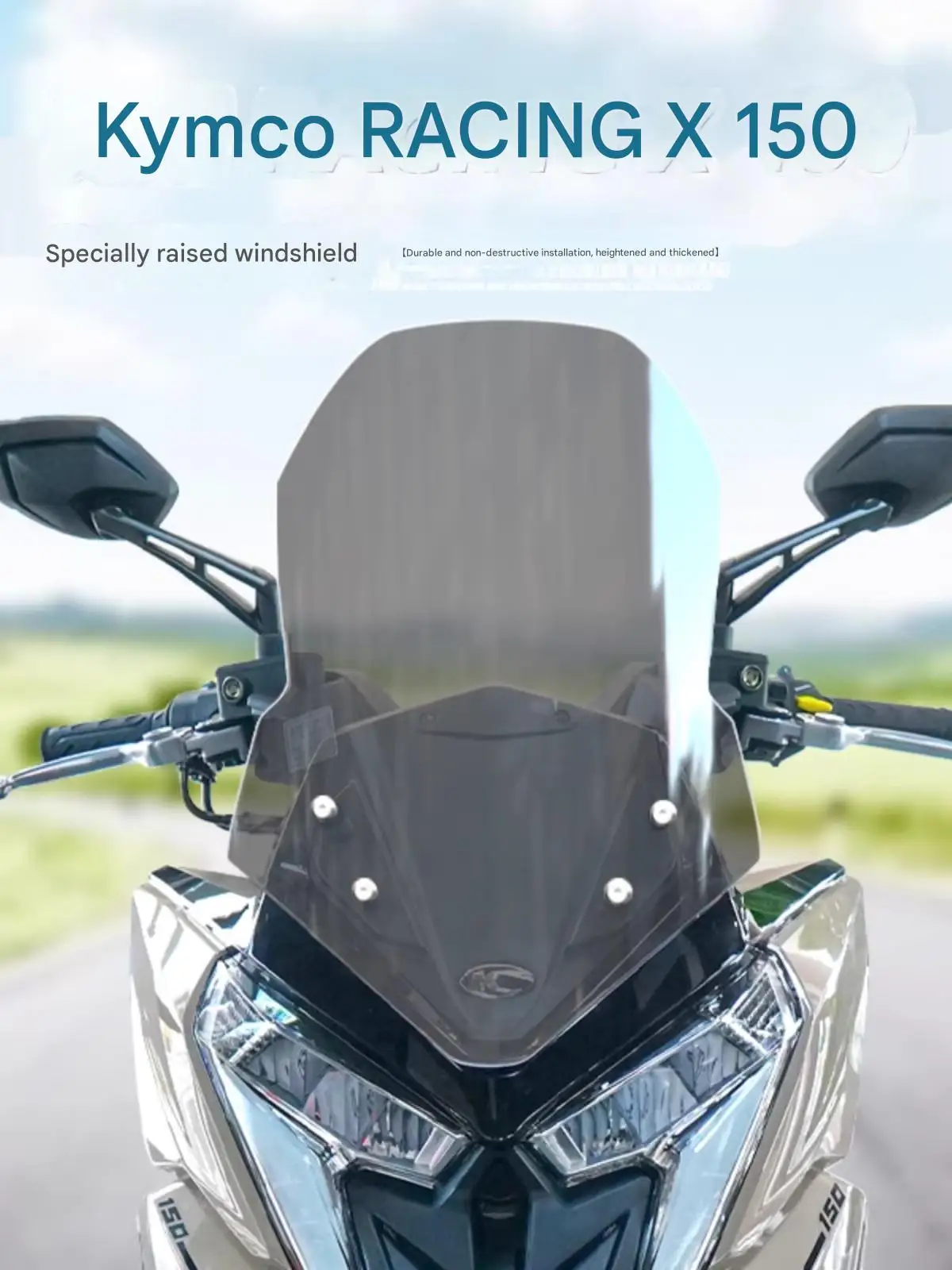 Windshield for KYMCO Racing X150 / RKS150, Long Journey Version High Clear Wind Screen, Chest Guard Modified Accessory