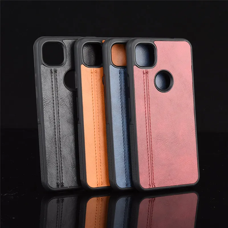 

For Google Pixel 4A 4G G025J GA02099 Case Calfskin PU Leather Skin Hard Back Cover Phone Case For Google Pixel 4A 4G Phone Bags