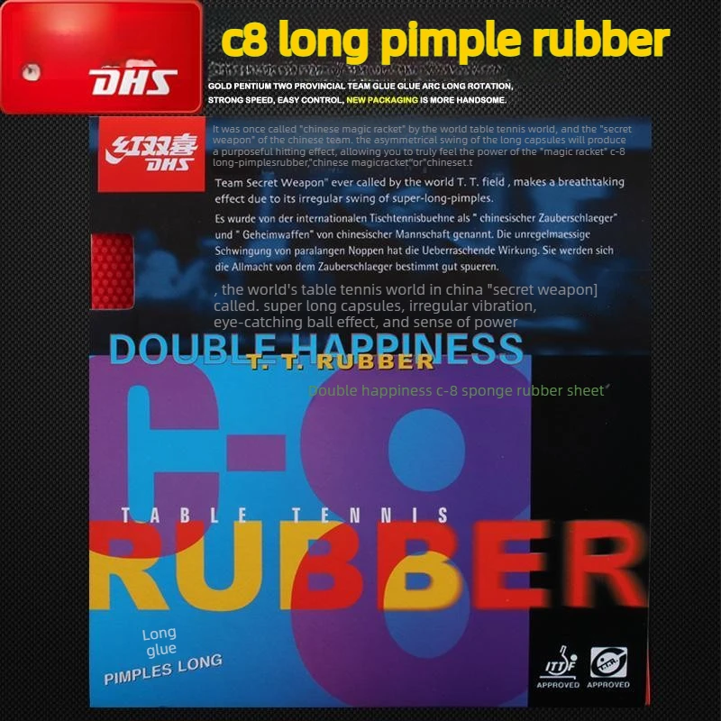 DHS C8 Table Tennis Rubber Ping Pong Bat Paddle Table Tennis Rackets Loop Pips-long DHS Ping Pong Sponge Particle Rubber