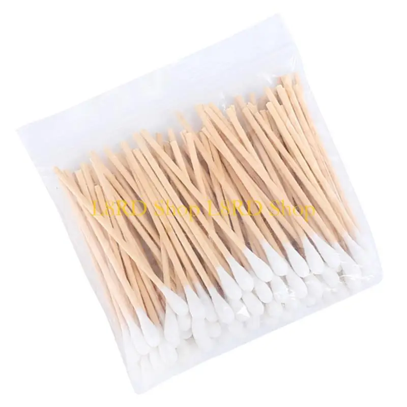 L8RD 100 pezzi cotone industriali cotone da 15 bastoncini legno e punte appuntite pulizia precisa e