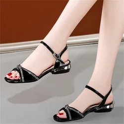 Summer Sandals Ladies 2022 Fashion Ladies Low Heels Party Style PU Leather Summer Wedge Ladies Sandals Women's  fashion Shoes