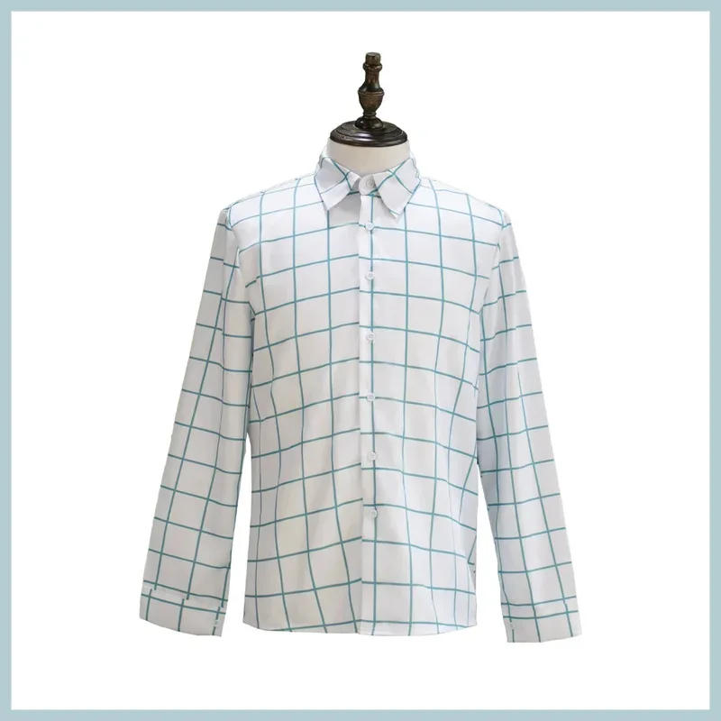 American Movies Saja Boys Cosplay Costume Group Idol Roleplay Dance Outfit Blouse White Grid Top Man Woman Daily Leisure Suits;3