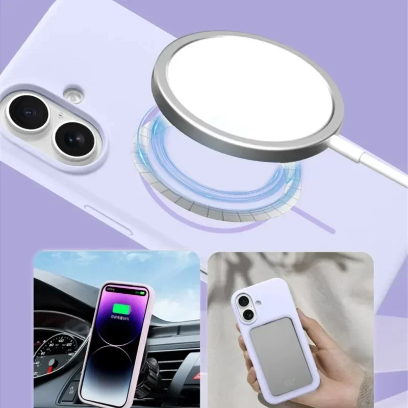 오리지널 로즈 리퀴드 실리콘 16 Magsafe 케이스 iPhone 15 14 16 Plus 11 12 13 16 Pro Max 자기 무선 충전 소프트 커버