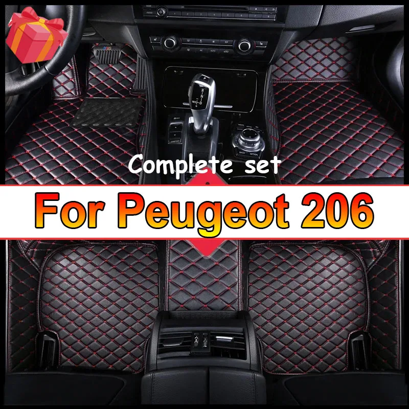 Car Floor Mats For Peugeot 206 206+ 1998~2013 Carpets Rugs Luxury Leather Mat Interior Parts Car Accessories 1999 2000 2001 2002