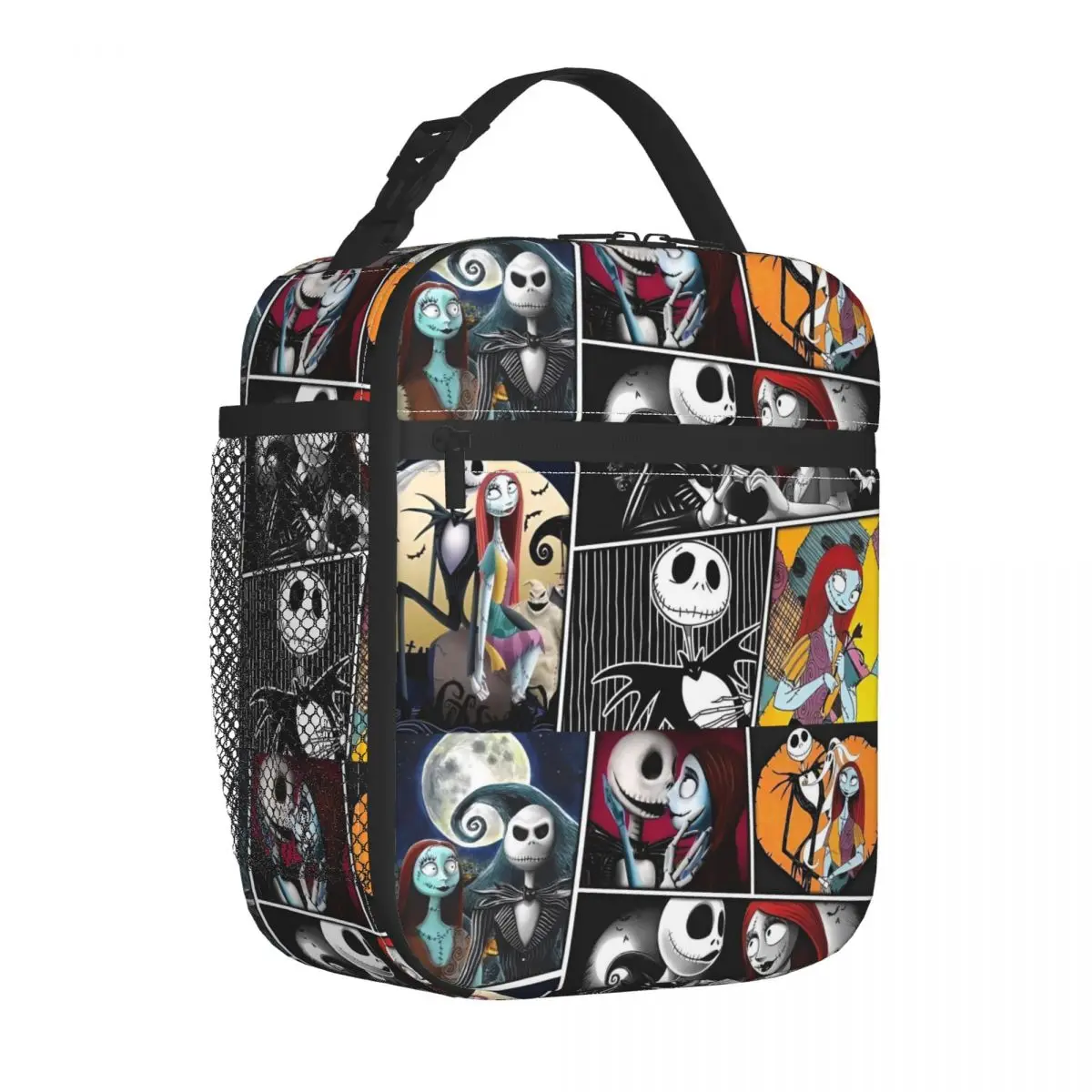 Custom Jack e Sally Collage Portable Lunch box Women The Nightmare Before Christmas Cooler Thermal Food Insulated Lunch Bag