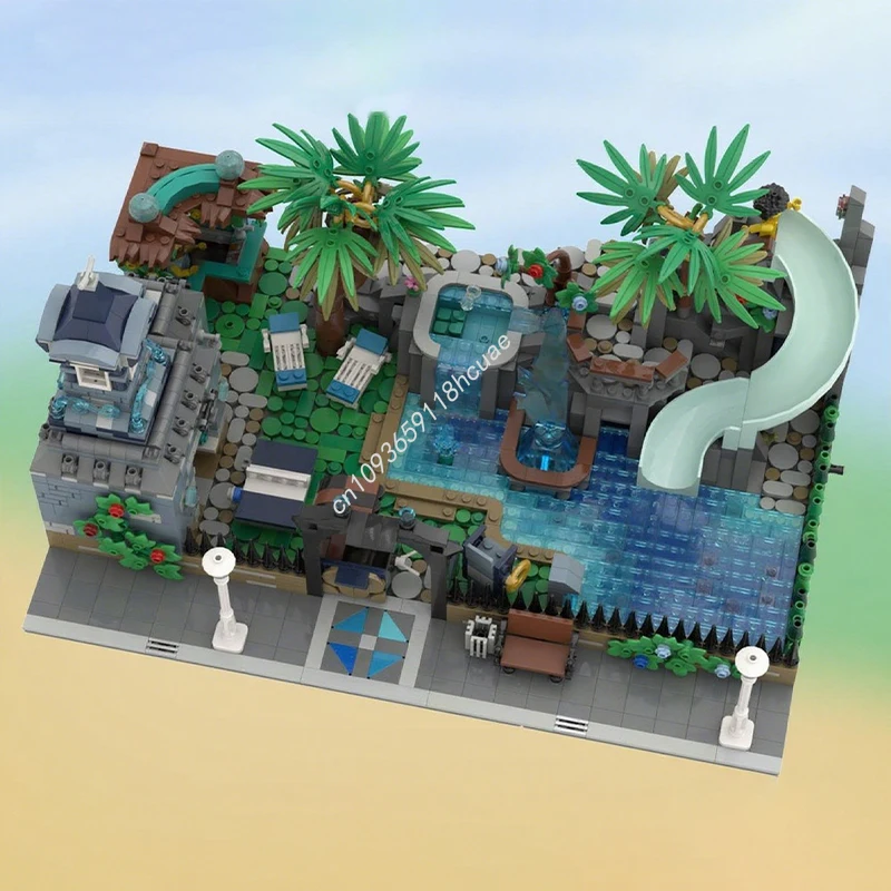 2368pcs MOC Modular Swimming Pool Modular Buildings Building Blocks Christmas Gift Critical thinking enlightenment toys Family