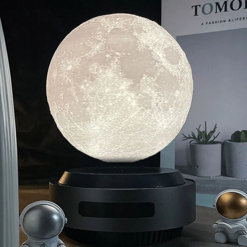 Levitação Magnética Lâmpada Lunar, Maglev Lua Lâmpada, Levantamento Automático, Impressão 3D, 3 Cores, Luz Noturna, Presente de Natal, 14cm