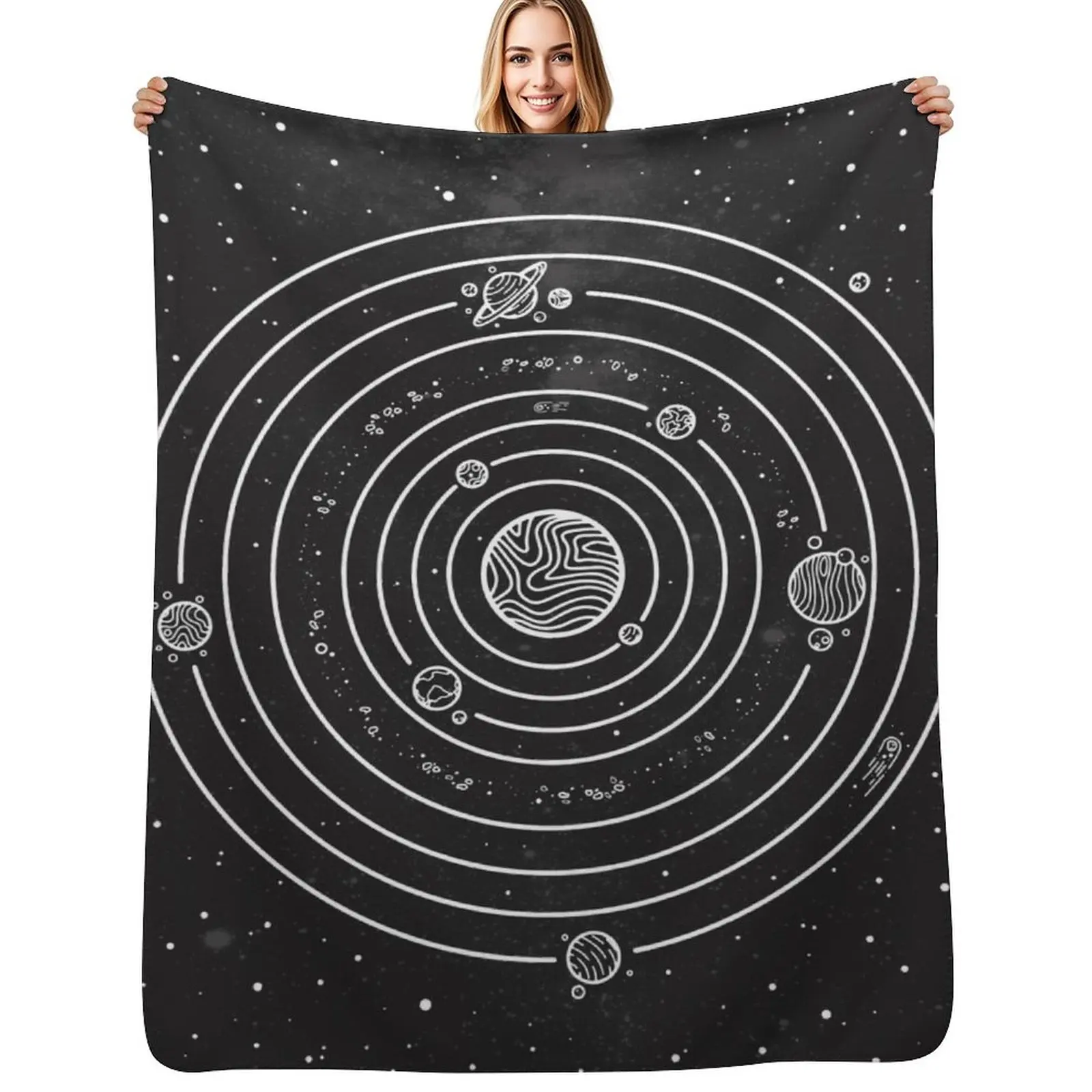 

Solar System Throw Blanket Flannels Comforter for winter Fashion Sofas Blankets