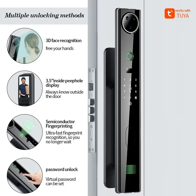 003 2023 new Face Recognition Door Digital Locks biometric fingerprint scanner Handle Wifi Tuya Smart Lock