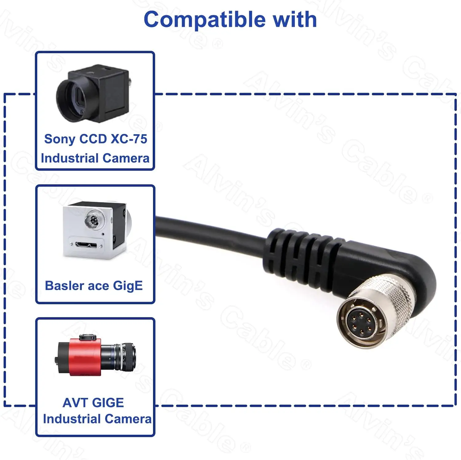 Alvin's Cables PWS Trigger Cable Hirose 6 Pin RA to Open End for Basler TIS GigE Cameras