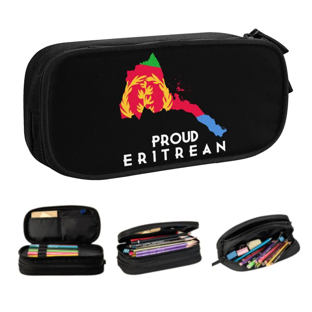 Proud Eritrean Flag Custom Cute Pencil Cases Boys Gilrs Big Capacity Eritrea Pride Pencil Box Students Stationery