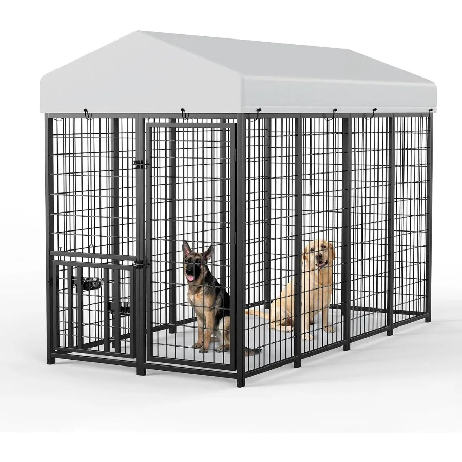 

Large Dog Kennel Outdoor Pet Pens Dogs Run Enclosure Animal 8'L x 4'W x 5.6'H