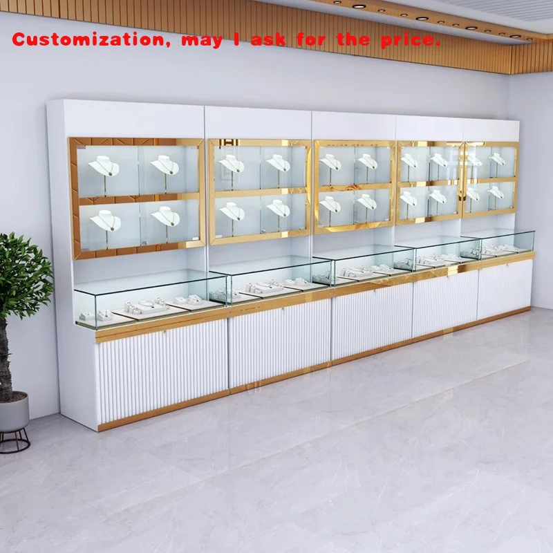 custom.Custom Glass Counter Showcase Elegant Store Display of Jewelry Jade Silver Watches Elegant Stand