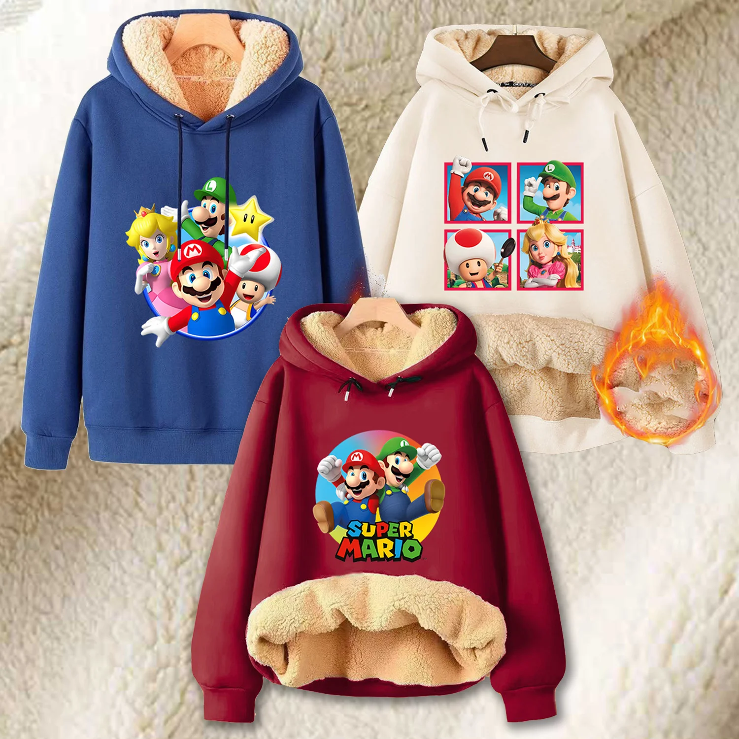 

Толстовка с капюшоном Super Marios Bros для мужчин и женщин, зимняя, теплая, с капюшоном, повседневная, с длинными рукавами, одежда, подарок