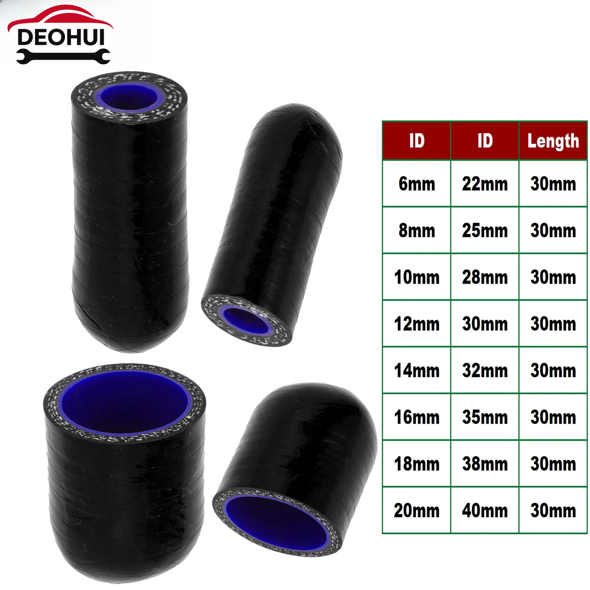 CSDOH 30mm Length 6/8/10/12/14/16/18/22/28/32/40MM ID Car Silicone Rubber Hose End Cap Silicone Reinforced Blanking Cap