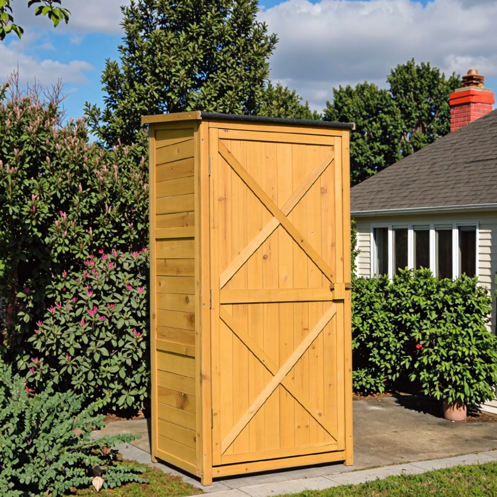 

Modern Outdoor Garden Wooden Corner Garage Tool Storage Cabinet Waterproof with Door Backyard Tool Storage Wooden Garden Shed