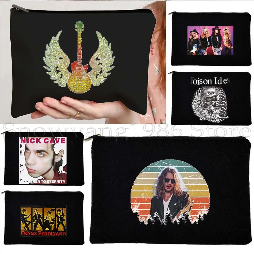 

Rock And Roll Legend 80s 1990 Music Band Guitar Wings Sunset Paulo Punk Rocker Gift Canvas Cosmetic Makeup Bag Pouch Pencil Case