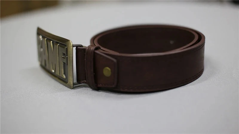 HOT! Watch Over Mccree Belt Cos Cowboy Metal Copper Bamf Buckle With Leather Belt for Men Boy Cosplay Costume Sashes view 4