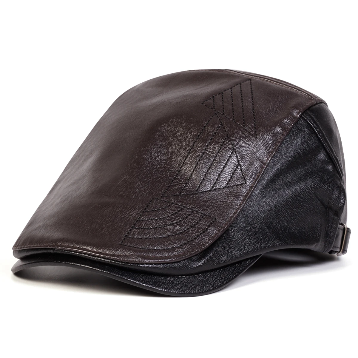 Herren Retro PU-Leder Newsboy Caps Britische Malerhüte Frühling Herbst Seitlich Verstellbare Flache Mütze Hip-Hop Baskenmützen – Detail 5