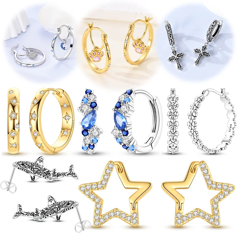 Women Earrings 925 Sterling Silver CZ Zircon Snowflake Palm Print Ear Studs Sparkling Earring Wedding Anniversary Gifts