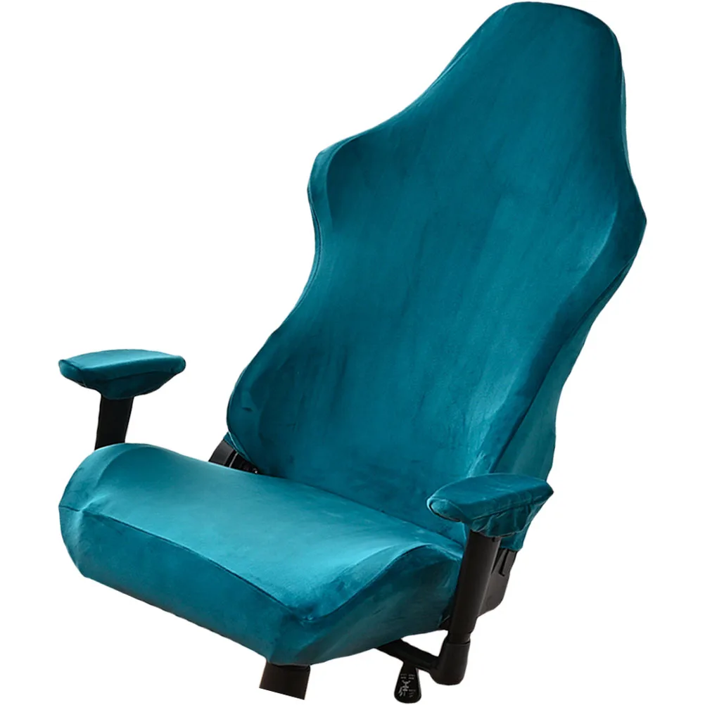 

1PC Gaming Chair Cover Silver Velvet Elastic Seat Slipcover for Office Computer Armrest Protector Redecorate Stretch