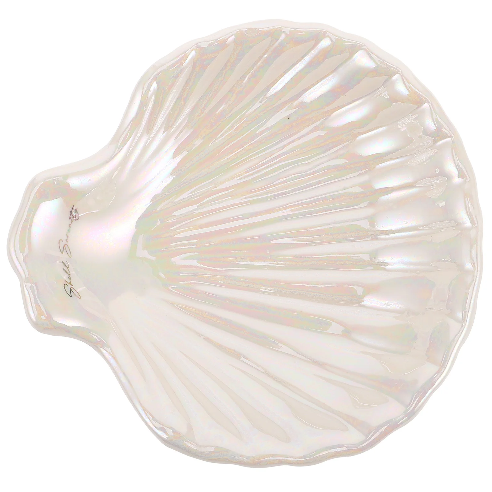 

Pearl Glazed Ceramic Seashell Jewelry Tray Shell Trinket Dish Ring Earring Holder Vanity Bedside Ocean Display Decor
