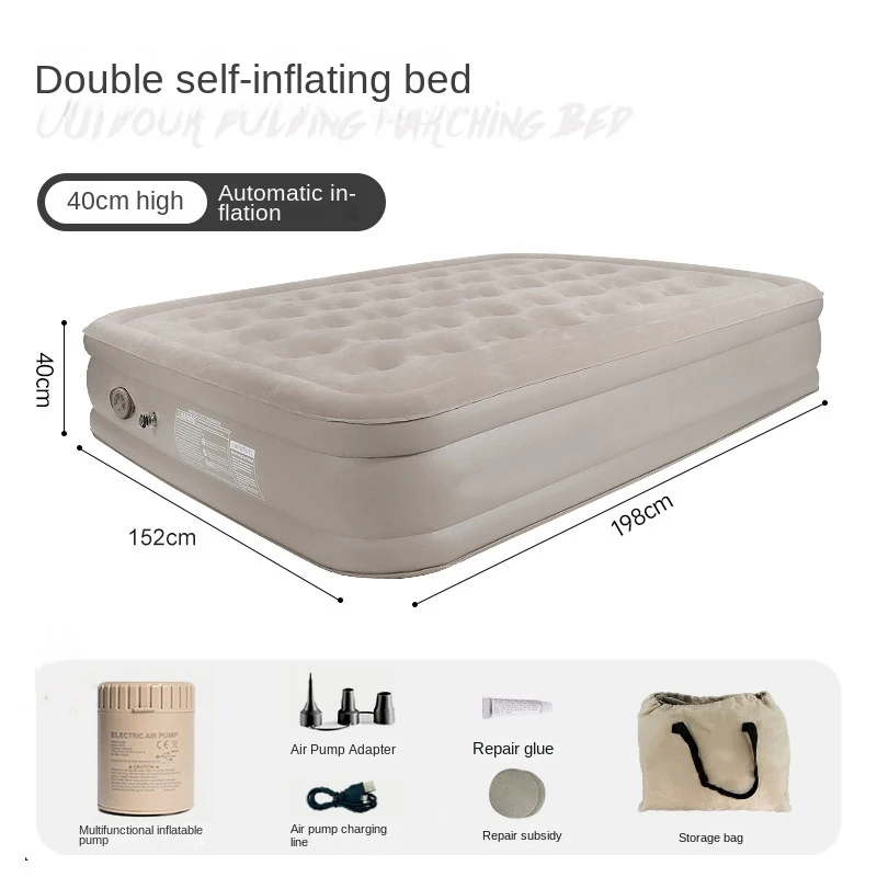 Outdoors Camping Internal Electric Pump Automatic Inflatable Bed Mattress Mat Sleeping Pad Comfort Plush 40cm Elevated Airbed