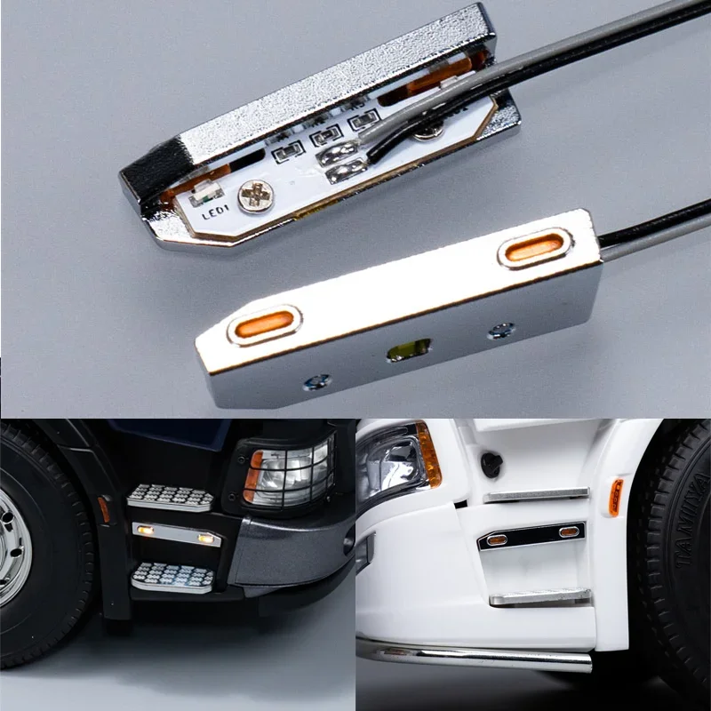 RC Truck Metal Foot Lamp Foot Pedal with Light for 1/14 Tamiya SCANIA 770S 6X4 56368 8X4 56371 Car Upgrade Akcesoria