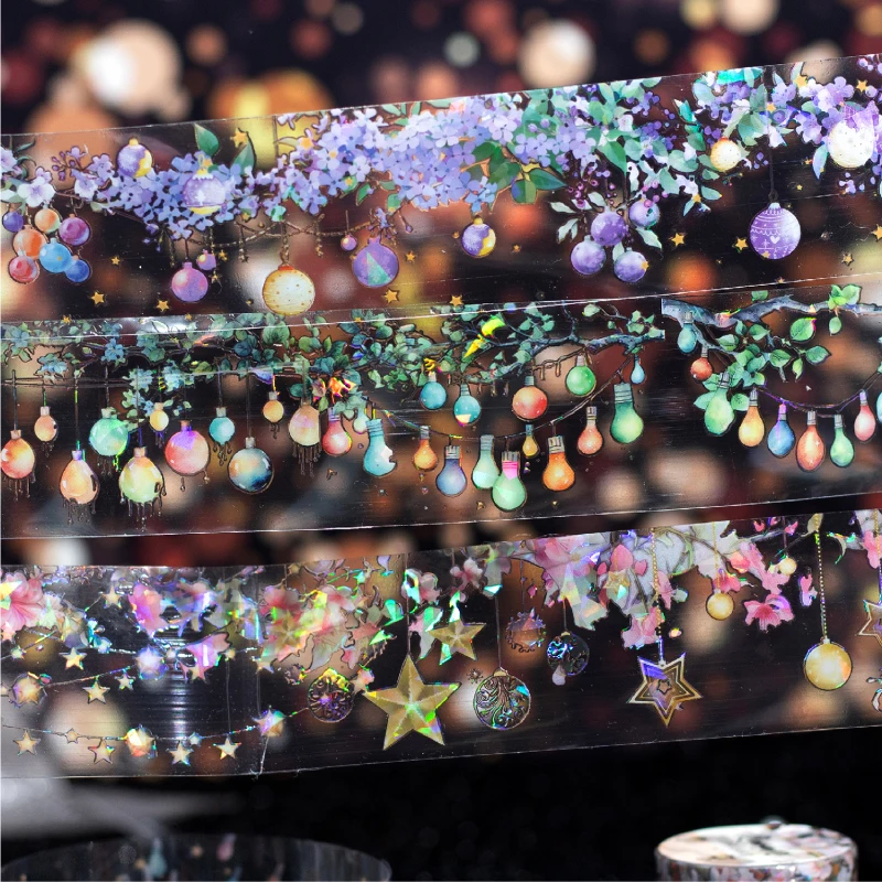 40mm * 200cm/rolka romantyczna gwiazda lampa motyw muszla lekka taśma PET album do scrapbookingu DIY pamiętnik Album Planner estetyczne artykuły papiernicze