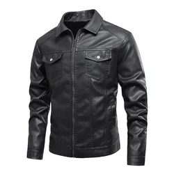 Winter Men's Leather Jacket Windproof and Waterproof Outdoor Motorcycle Cycling mountain PU Coat Casual Business Men's Jacket